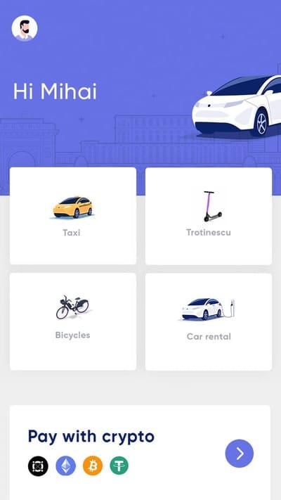 Alegi metoda de transport preferată (taxi, trotinete, biciclete, mașini de închiriat)